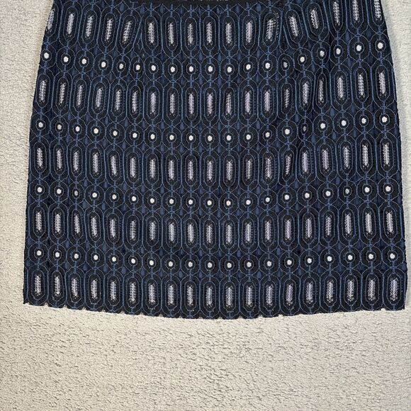 NWT Loft A Line Skirt Women’s Size 10 Textured Mesh Lace Embroidery Pockets Blue - Picture 10 of 12